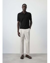 Mango - Fine Rib-Knit Polo Shirt - Lyst