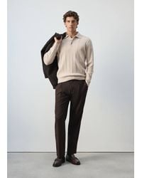 Mango - Knitted Structured Polo Sweater - Lyst