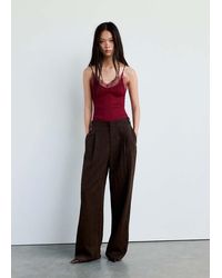 Mango - Ribbed Lace Top - Lyst