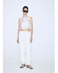 Mango - Embroidered Broderie Anglaise Top - Lyst