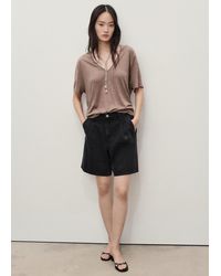 Mango - Jeansbermudashorts Mit Bundfalten Und Mittlerer Bundhöhe - Lyst