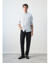 Mango - Hemd Aus 100 Leinen Mit Mao-Kragen Und Streifen - Lyst