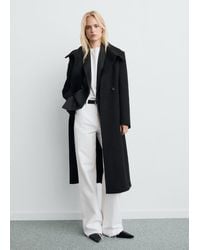 Mango - Mantel Aus Manteco-Wolle Mit Gürtel - Lyst