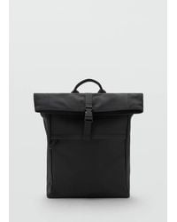 Mango - Rubberized Backpack With Flap Closure - Lyst