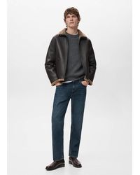 Mango - Faux-Leather Fleece Jacket - Lyst