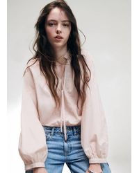 MANGO TEEN - Puffed-Sleeve Blouse With Embroidery - Lyst