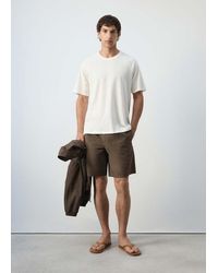 Mango - Lyocell Cotton Blend Pleated Bermuda Shorts - Lyst