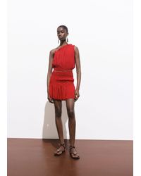 Mango - Robe Asymétrique Froncée Ceinture Lie De Vin - Lyst