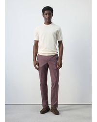 Mango - Cotton Linen Slim Fit Striped Trousers - Lyst