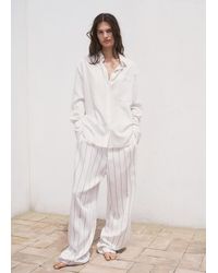 Mango - Chemise Semi-Transparente Rayures Blanc Cassé - Lyst