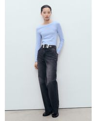 Mango - Long-Sleeved Fine-Knit Sweater - Lyst