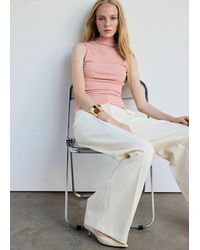 Mango - Fitted Fine-Knit Top - Lyst