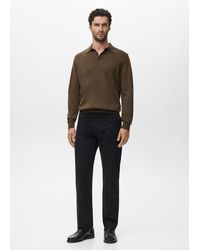 Mango - Pullover Polo 100% Lana Merino Oliva - Lyst