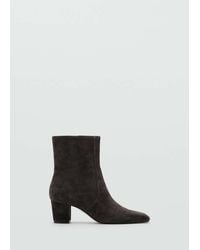 Mango - Suede Ankle Boots With Block Heel - Lyst