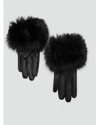 Mango - Leather Gloves With Fur Finish - Lyst