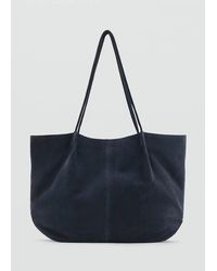 Mango - Suede Leather Shopper Bag - Lyst