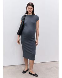 Mango - Cotton Dress With Gathered Sides - Lyst