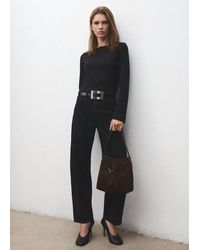 Mango - Suede Bucket Bag With Buckle - Lyst