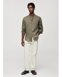 Mango - 100% Linen Mao Collar Shirt - Lyst