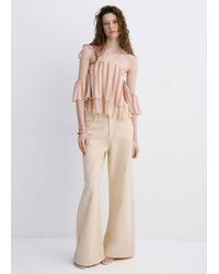 Mango - Ruffles Stripe-Patterned Blouse - Lyst