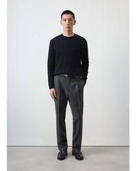 Mango - Regular Fit Wool Blend Trousers With Pleats - Lyst