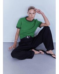 Mango - Ribbed Knit Jumper With Contrast Trims - Lyst