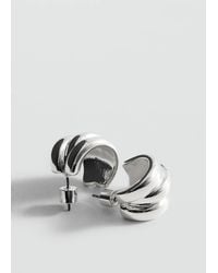 Mango - Embossed Semi-Hoop Earrings - Lyst