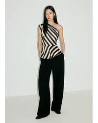 Mango - Top Asimmetrico Righe Grezzo - Lyst