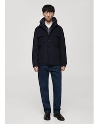 Mango - Wool Blend Coat With Detachable Hood - Lyst