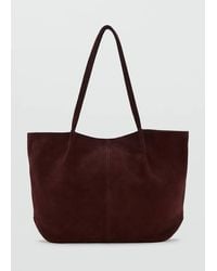 Mango - Suede Leather Shopper Bag - Lyst