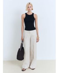 Mango - Top Coste Cotone Nero - Lyst