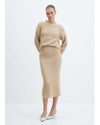 Mango - Knitted Sweater With Openwork Details Light/pastel - Lyst