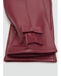 Mango - Leather Gloves With Bow Detail - Lyst