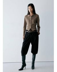 Mango - Fine-Knit Cardigan With Polo Collar - Lyst