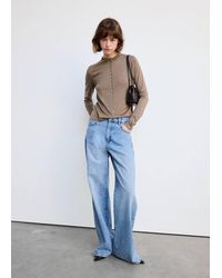 Mango - Fine-Knit Cardigan With Metal Buttons - Lyst