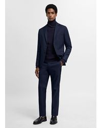 Mango - Stretch Fabric Super Slim-fit Suit Trousers Dark - Lyst