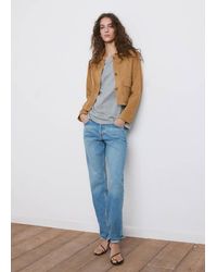 Mango - Chest-Pocket Suede Jacket - Lyst