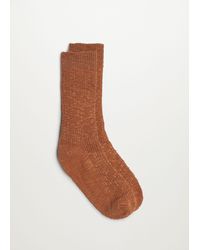 Mango Ribbed Cotton Socks Burnt Orange - Brown