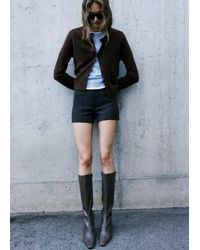 Mango - Knitted Cardigan With Flocked Detail - Lyst