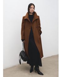 Mango - Manteau Laine Manteco Ceinture Marron Moyen - Lyst