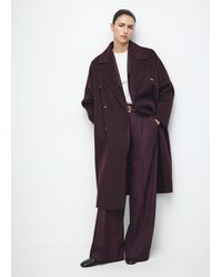 Mango - Manteau Laine Fait Main Oversize Lie De Vin - Lyst
