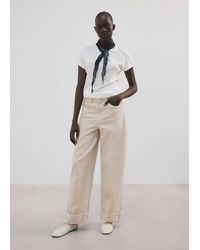 Mango - Short-Sleeved Cotton-Blend T-Shirt - Lyst