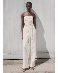 Mango - Abito A Tuta Denim Cintura Bianco - Lyst