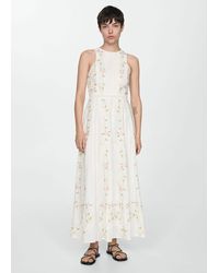 Mango - Embroidered Cotton Dress Off - Lyst