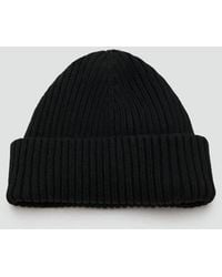Mango - Bonnet Coton Maille Côtelée Noir - Lyst