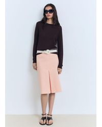Mango - Cotton Midi-Skirt With Pleat Detail - Lyst