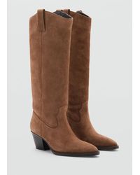 Mango - Bottes Cuir Talon Marron Moyen - Lyst