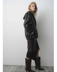 Mango - Stivaletti Crosta Di Cuoio Tacco Kitten Cioccolato - Lyst