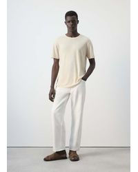 Mango - Linen Blend Slim Fit T-Shirt - Lyst