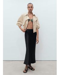Mango - Satin Long Skirt - Lyst
